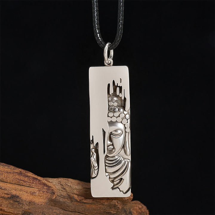 Buddha Stones ​​Tathagata Buddha Stärke Schutz Amulett Glücksbringer Halskette im Vintage-Stil - Buddha im Vintage-Stil + 60 cm Lederseil - image 0