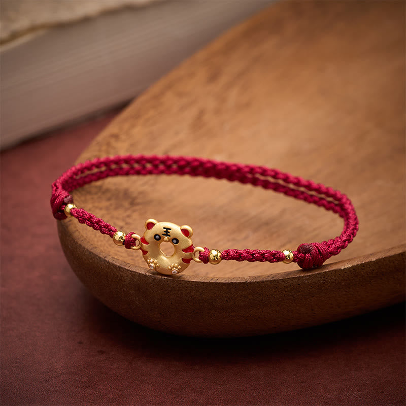 Buddha Stones Kupfer-Tiger-Friedensschnalle, handgewebtes rotes Armband mit Erdungsfunktion, verstellbar - image 2