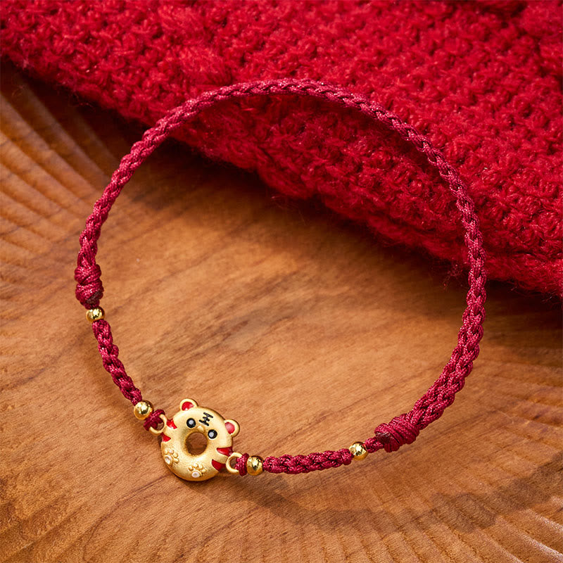 Buddha Stones Kupfer-Tiger-Friedensschnalle, handgewebtes rotes Armband mit Erdungsfunktion, verstellbar - image 1