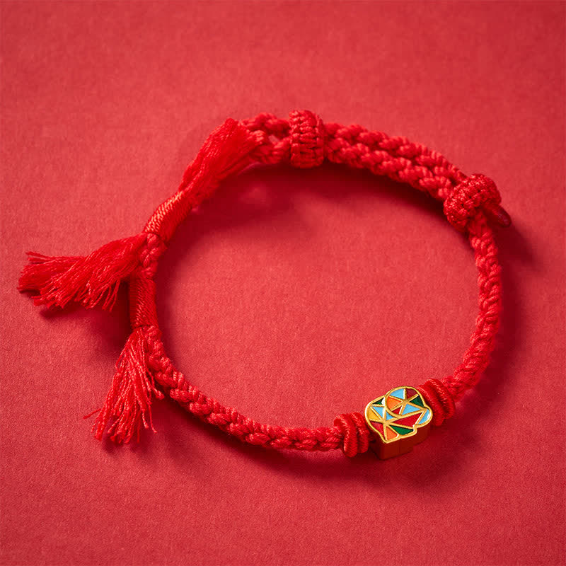 Buddha Stones Elefanten-Armband aus rotem Faden, verstellbar, Tibet - Rot (Handgelenkumfang: 14–17 cm) - image 0