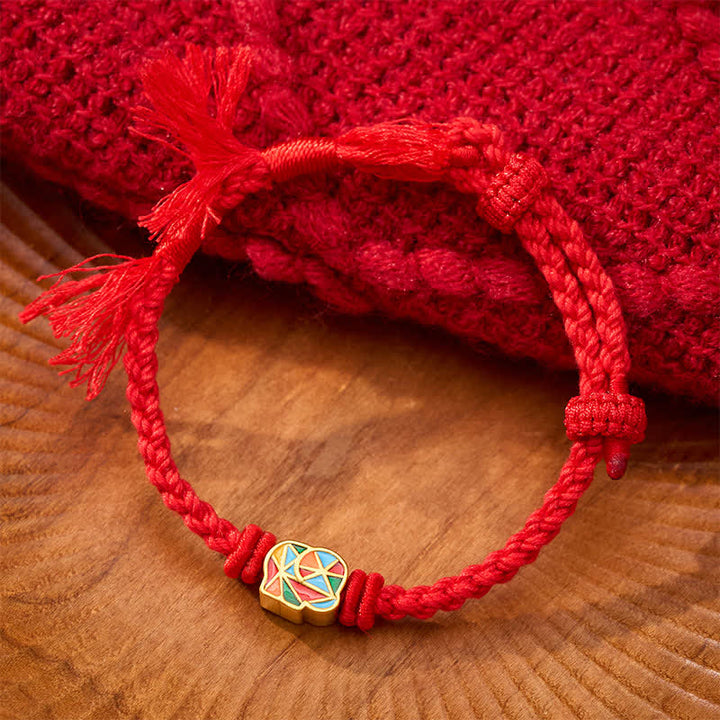 Buddha Stones Elefanten-Armband aus rotem Faden, verstellbar, Tibet - image 2