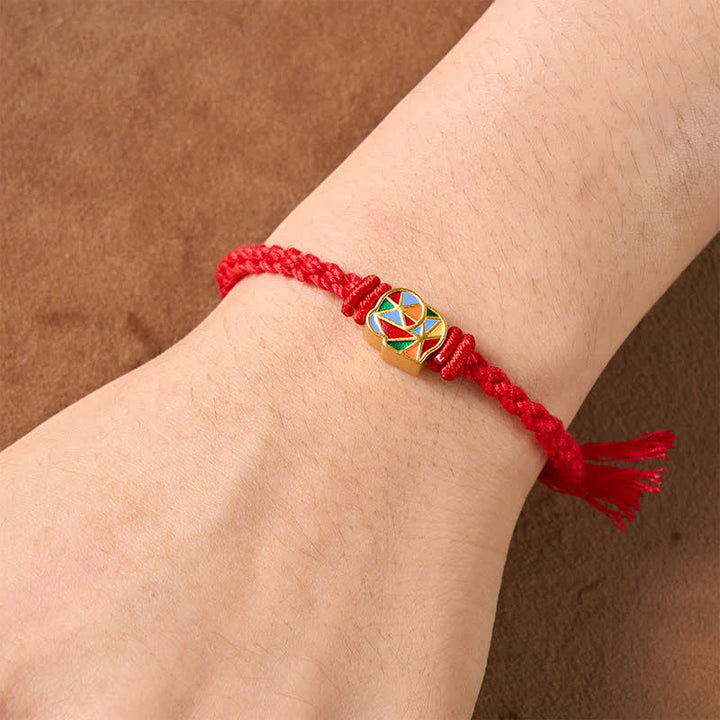 Buddha Stones Elefanten-Armband aus rotem Faden, verstellbar, Tibet - image 3