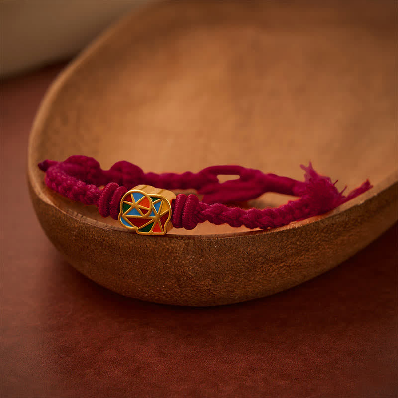 Buddha Stones Elefanten-Armband aus rotem Faden, verstellbar, Tibet - Dunkelrot (Handgelenkumfang: 14–17 cm) - image 9