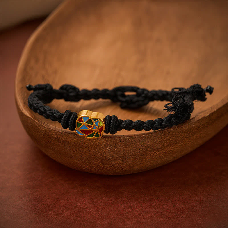 Buddha Stones Elefanten-Armband aus rotem Faden, verstellbar, Tibet - Schwarz (Handgelenkumfang: 14–17 cm) - image 11