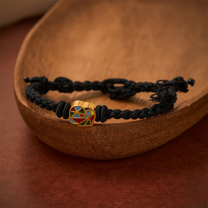 Buddha Stones Elefanten-Armband aus rotem Faden, verstellbar, Tibet - Schwarz (Handgelenkumfang: 14–17 cm) - image 11