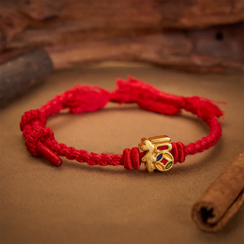 Buddha Stones Fu-Charakter Rote Schnur Balance Tibet Verstellbares Armband - Rot (Handgelenkumfang: 14–17 cm) - image 0