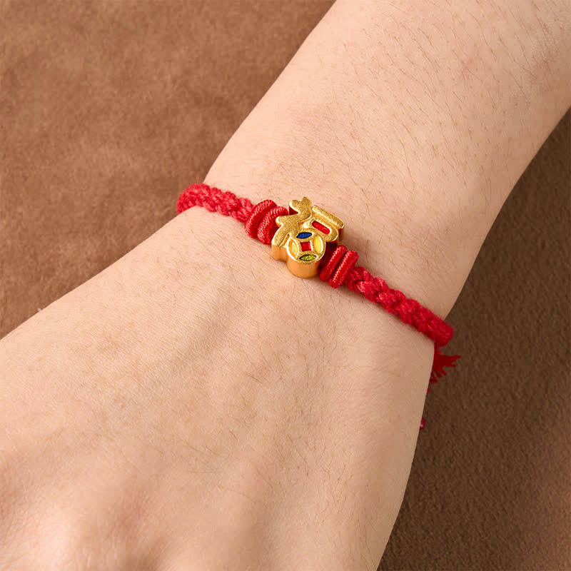 Buddha Stones Fu-Charakter Rote Schnur Balance Tibet Verstellbares Armband - image 4