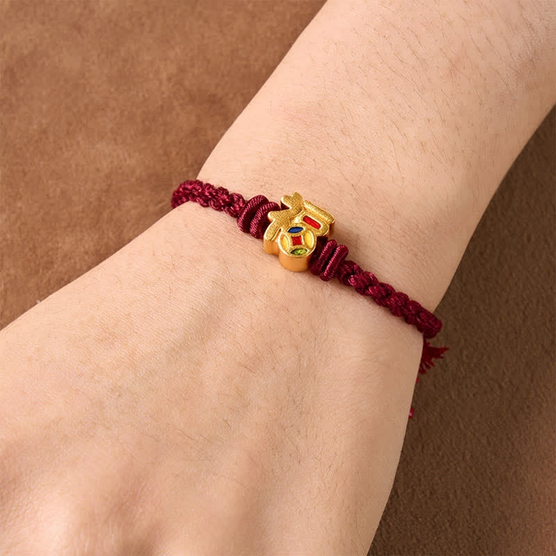Buddha Stones Fu-Charakter Rote Schnur Balance Tibet Verstellbares Armband - image 10