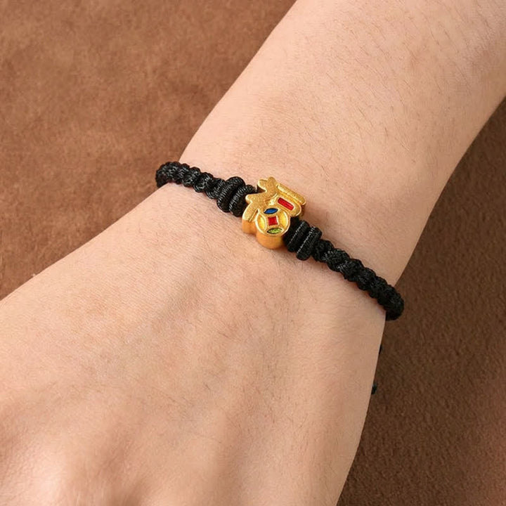 Buddha Stones Fu-Charakter Rote Schnur Balance Tibet Verstellbares Armband - image 12