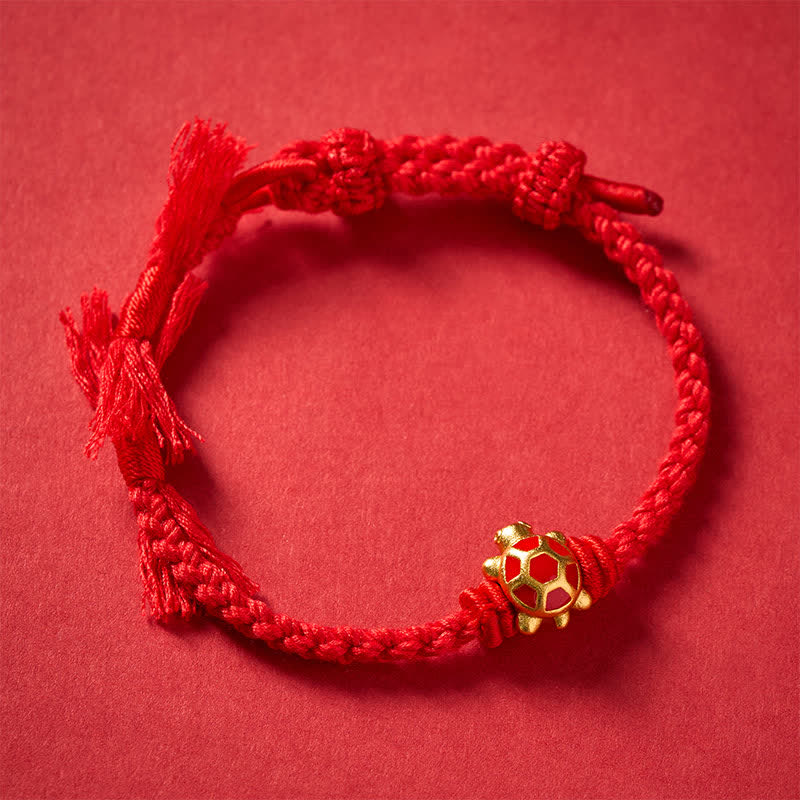 Buddha Stones Langlebigkeit Schildkröte Rote Schnur Balance Tibet Verstellbares Armband - image 4