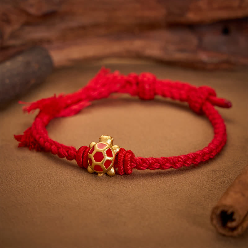Buddha Stones Langlebigkeit Schildkröte Rote Schnur Balance Tibet Verstellbares Armband - Rot (Handgelenkumfang: 14–17 cm) - image 0