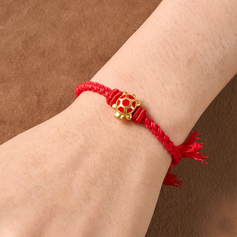 Buddha Stones Langlebigkeit Schildkröte Rote Schnur Balance Tibet Verstellbares Armband - image 3