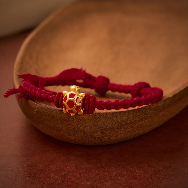 Buddha Stones Langlebigkeit Schildkröte Rote Schnur Balance Tibet Verstellbares Armband - Dunkelrot (Handgelenkumfang: 14–17 cm) - image 10