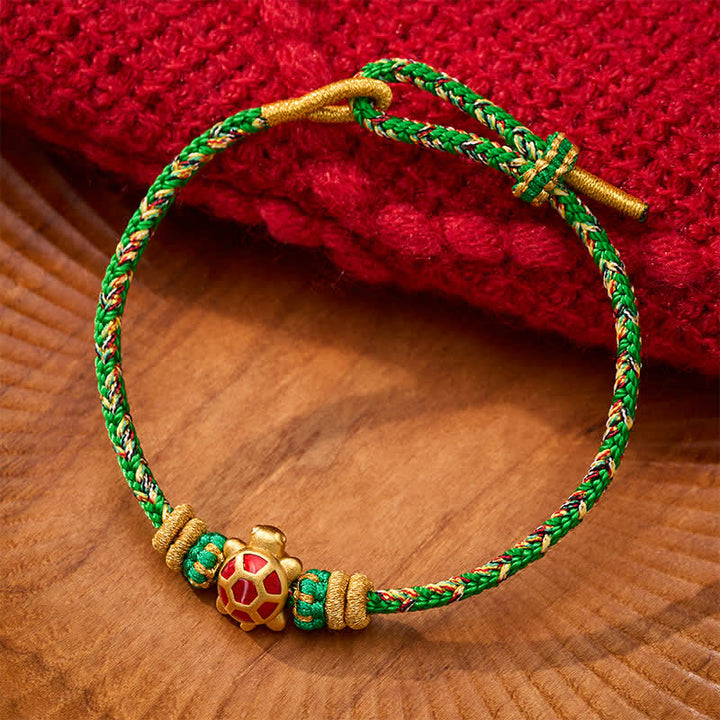 Buddha Stones Fünffarbiges, handgewebtes Armband mit Schildkrötenmotiv für Langlebigkeit, verstellbar - Grün (Handgelenkumfang: 15–18 cm) - image 0