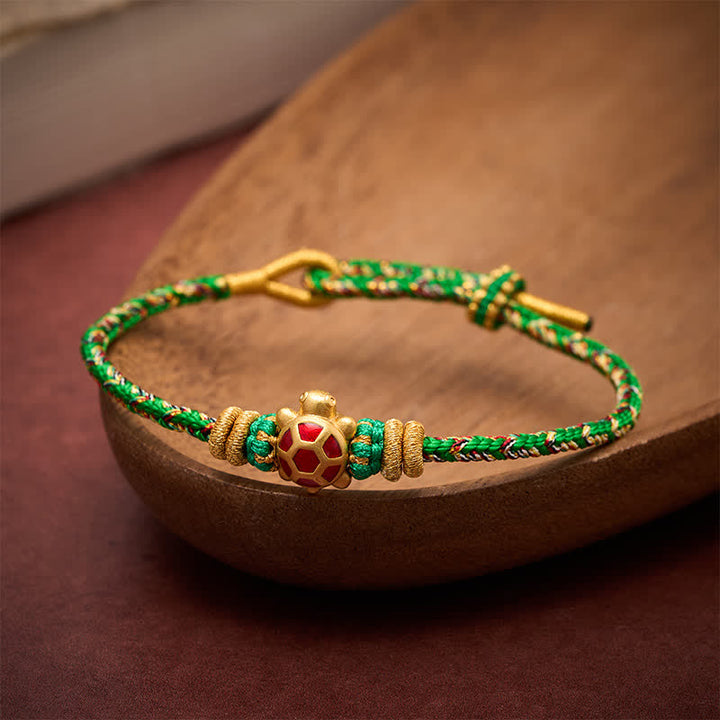 Buddha Stones Fünffarbiges, handgewebtes Armband mit Schildkrötenmotiv für Langlebigkeit, verstellbar - image 2