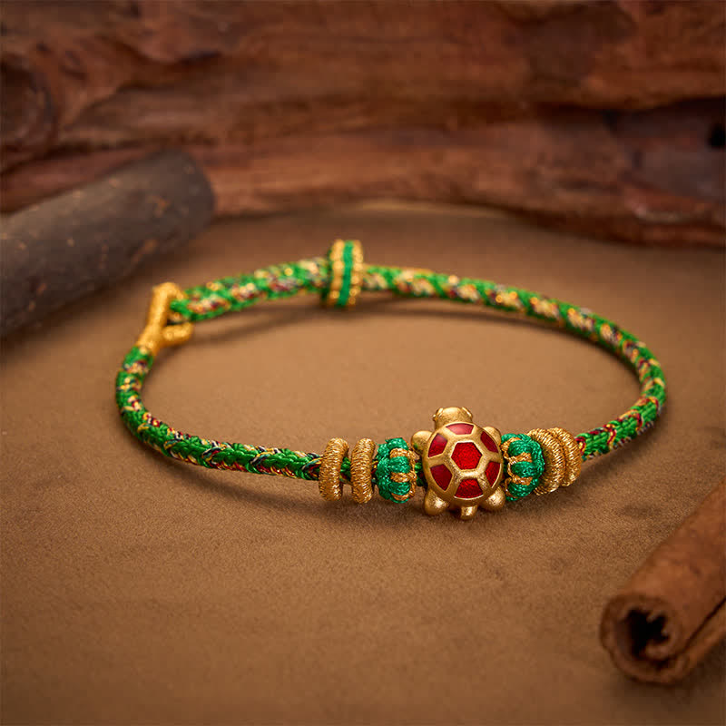 Buddha Stones Fünffarbiges, handgewebtes Armband mit Schildkrötenmotiv für Langlebigkeit, verstellbar - image 1
