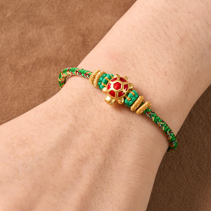 Buddha Stones Fünffarbiges, handgewebtes Armband mit Schildkrötenmotiv für Langlebigkeit, verstellbar - image 3