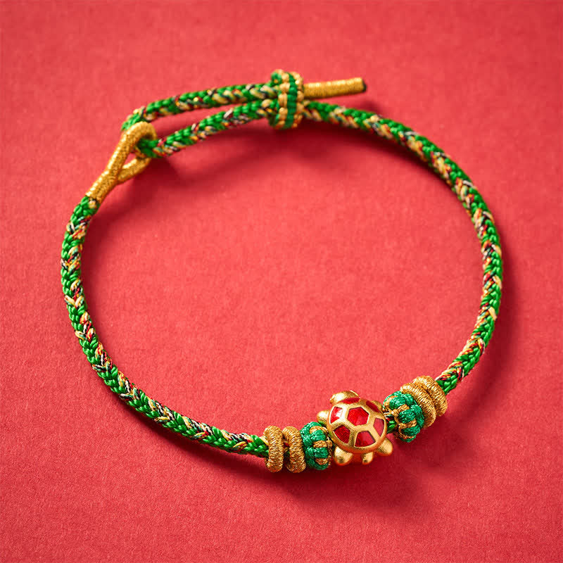 Buddha Stones Fünffarbiges, handgewebtes Armband mit Schildkrötenmotiv für Langlebigkeit, verstellbar - image 4