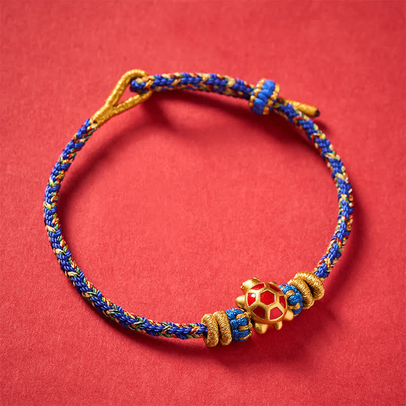 Buddha Stones Fünffarbiges, handgewebtes Armband mit Schildkrötenmotiv für Langlebigkeit, verstellbar - image 13