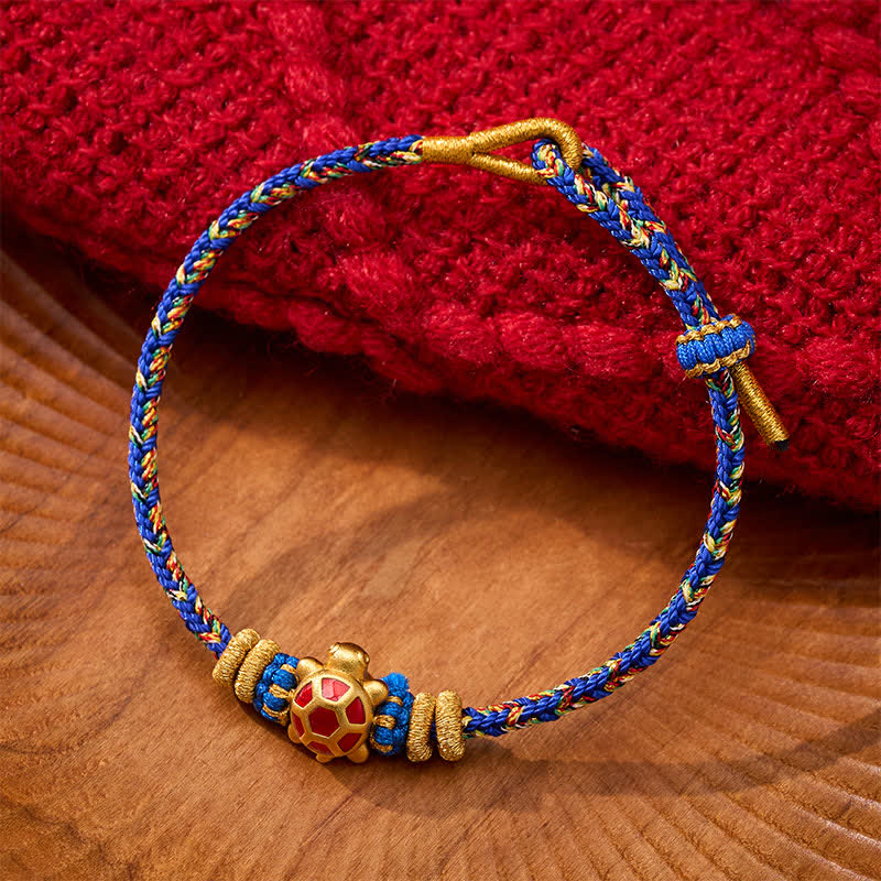 Buddha Stones Fünffarbiges, handgewebtes Armband mit Schildkrötenmotiv für Langlebigkeit, verstellbar - Blau (Handgelenkumfang: 15–18 cm) - image 9