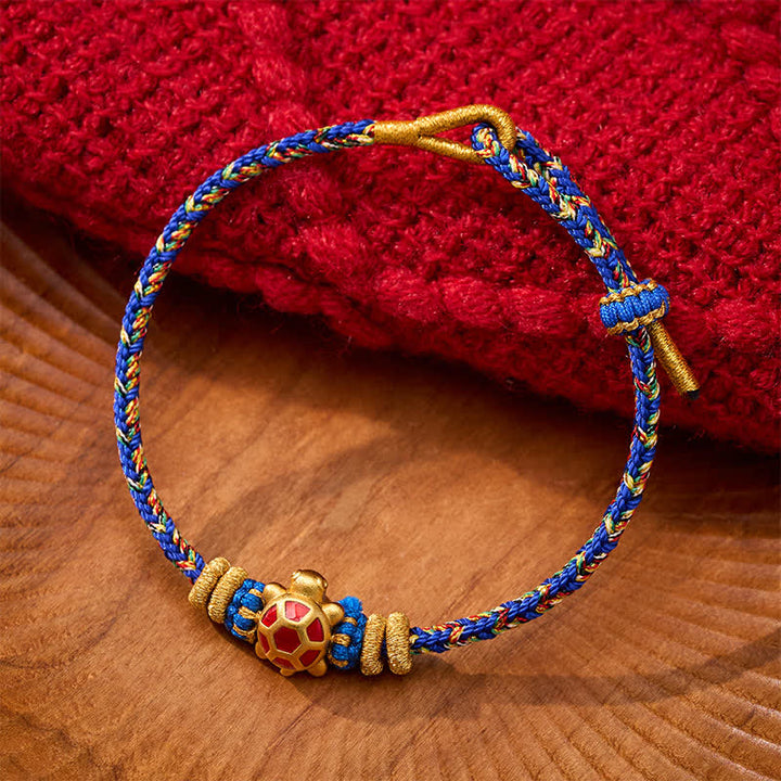 Buddha Stones Fünffarbiges, handgewebtes Armband mit Schildkrötenmotiv für Langlebigkeit, verstellbar - Blau (Handgelenkumfang: 15–18 cm) - image 9