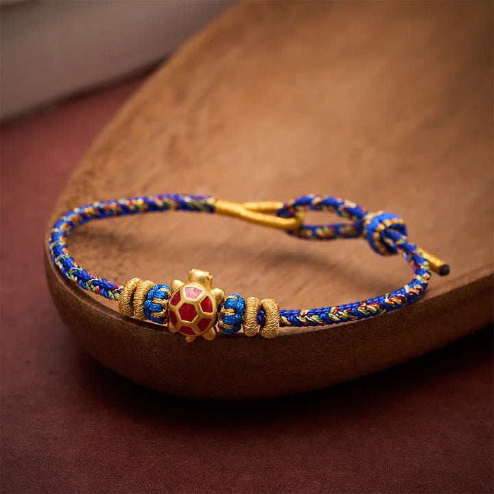 Buddha Stones Fünffarbiges, handgewebtes Armband mit Schildkrötenmotiv für Langlebigkeit, verstellbar - image 11