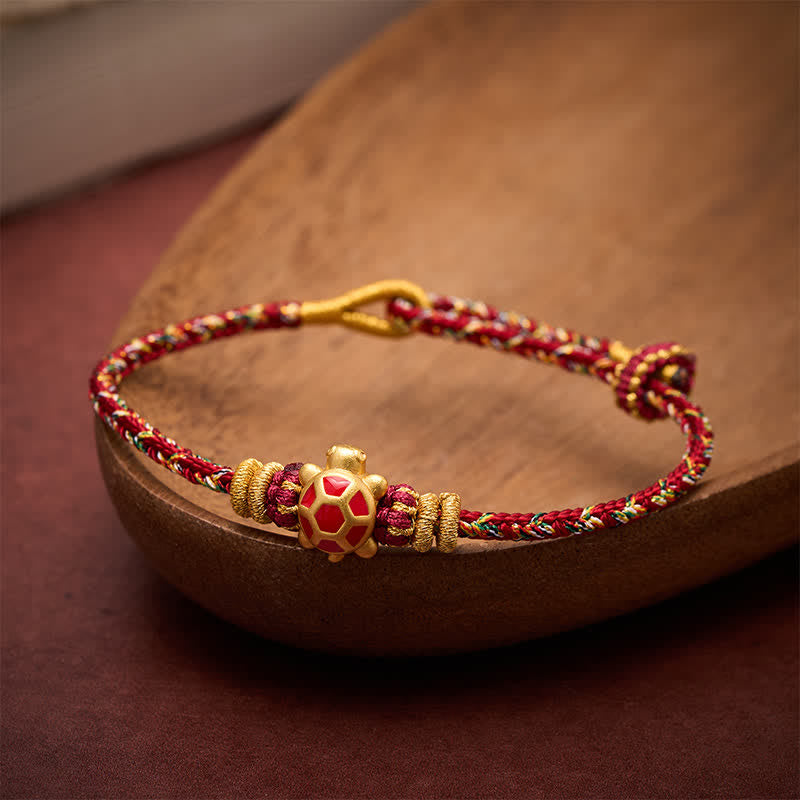 Buddha Stones Fünffarbiges, handgewebtes Armband mit Schildkrötenmotiv für Langlebigkeit, verstellbar - image 16