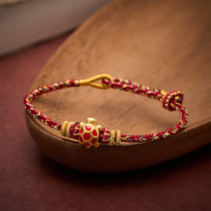 Buddha Stones Fünffarbiges, handgewebtes Armband mit Schildkrötenmotiv für Langlebigkeit, verstellbar - image 16
