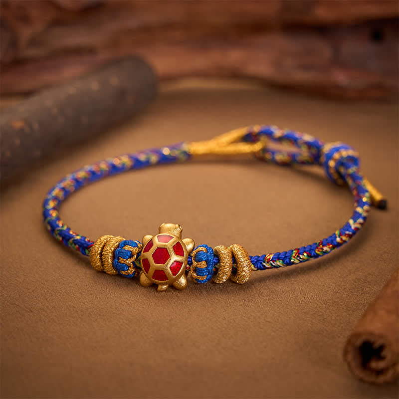 Buddha Stones Fünffarbiges, handgewebtes Armband mit Schildkrötenmotiv für Langlebigkeit, verstellbar - image 10