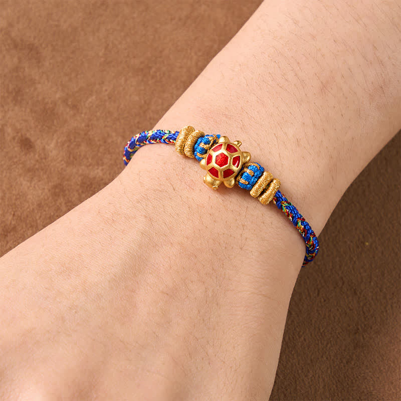 Buddha Stones Fünffarbiges, handgewebtes Armband mit Schildkrötenmotiv für Langlebigkeit, verstellbar - image 12