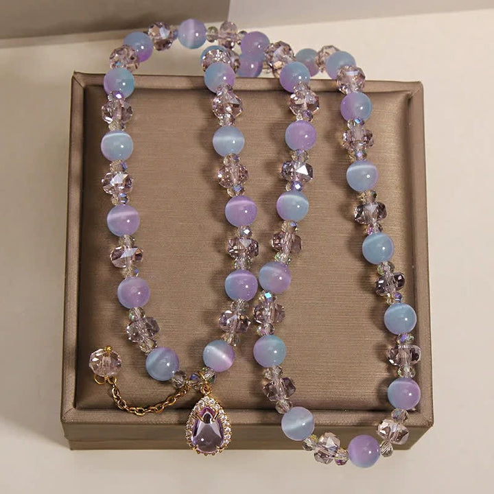 Buddha Stones Blaues, mehrlagiges Armband mit Katzenaugen-Kristall und Farbverlauf - image 3