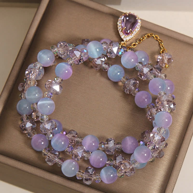 Buddha Stones Blaues, mehrlagiges Armband mit Katzenaugen-Kristall und Farbverlauf - image 7