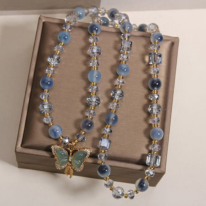 Buddha Stones Blaues Bonbonachat-Schmetterlings-Armband mit Selbstvertrauen (mehrlagig) - image 3