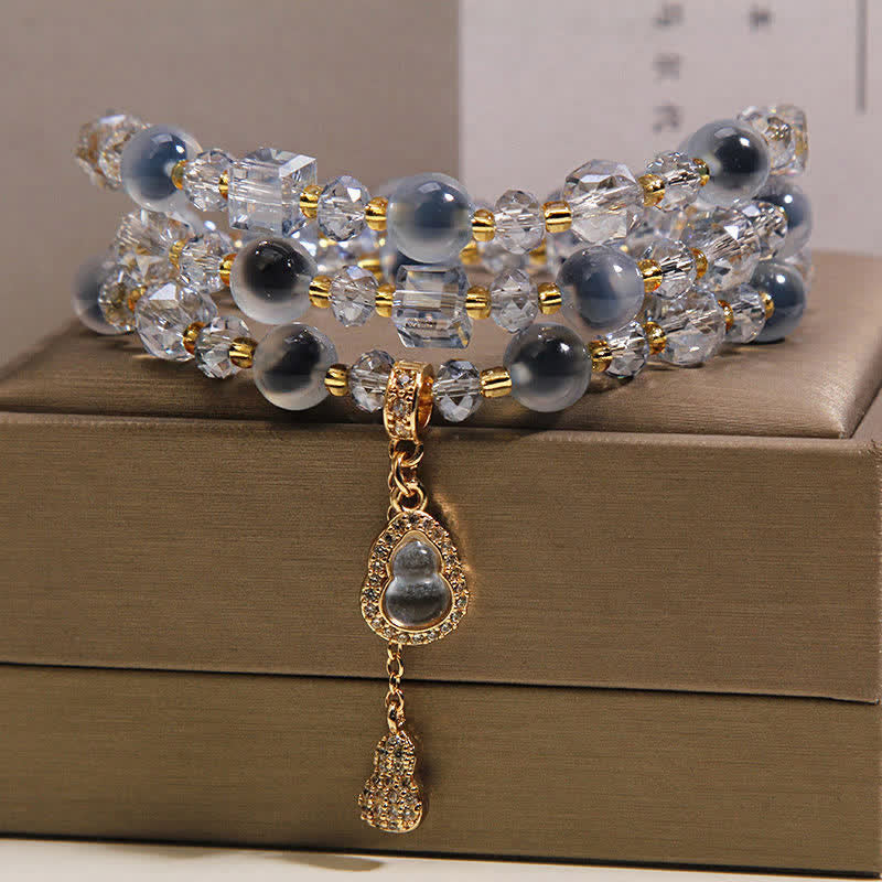 Buddha Stones Armband mit Zuckerachat-Kürbisanhänger, dreifach gewickelt - image 1