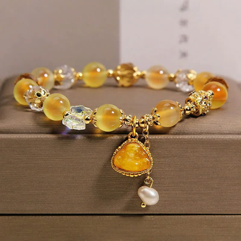 Buddha Stones Gelbes Armband aus Zuckerachat mit Buddha-Hoffnungs-Perlen - image 1