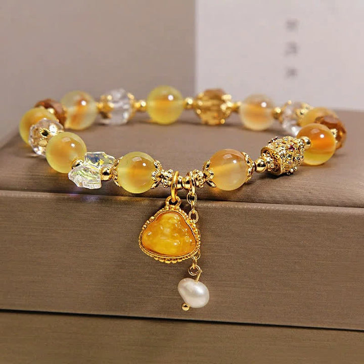 Buddha Stones Gelbes Armband aus Zuckerachat mit Buddha-Hoffnungs-Perlen - Candy Agate (Hoffnung ♥ Balance) - image 0