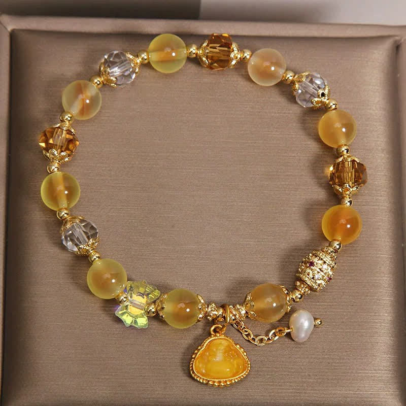 Buddha Stones Gelbes Armband aus Zuckerachat mit Buddha-Hoffnungs-Perlen - image 4