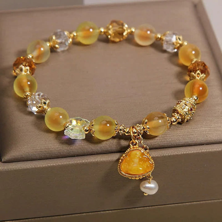 Buddha Stones Gelbes Armband aus Zuckerachat mit Buddha-Hoffnungs-Perlen - image 2