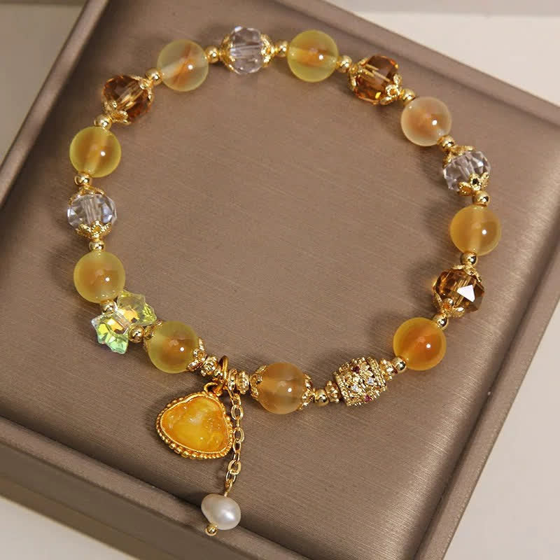 Buddha Stones Gelbes Armband aus Zuckerachat mit Buddha-Hoffnungs-Perlen - image 3