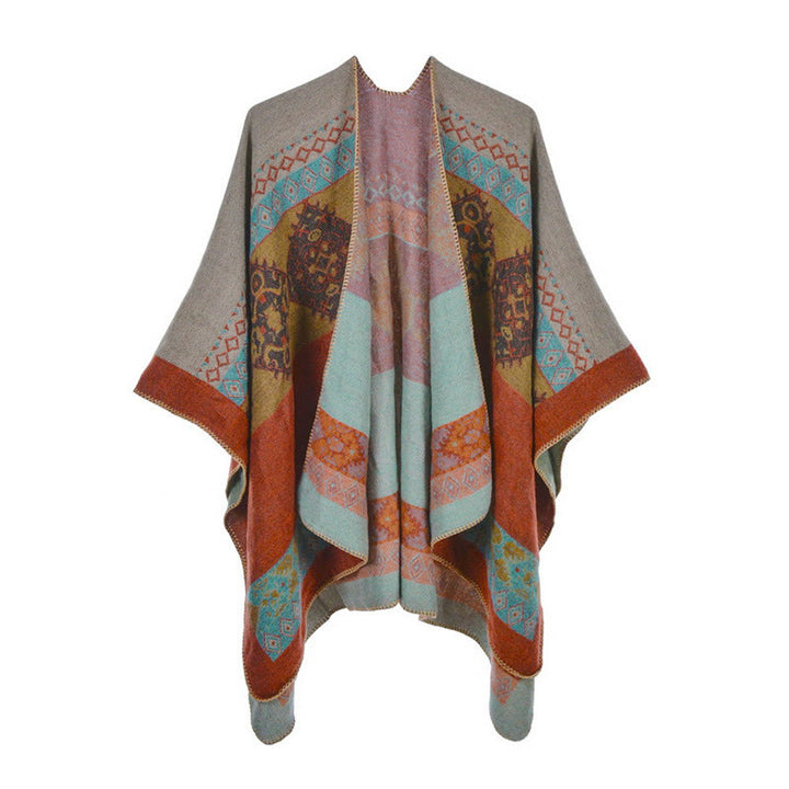 Tibetischer Schal mit Buddha Stonesn, Rautenmuster, warmer Wintermantel - image 16