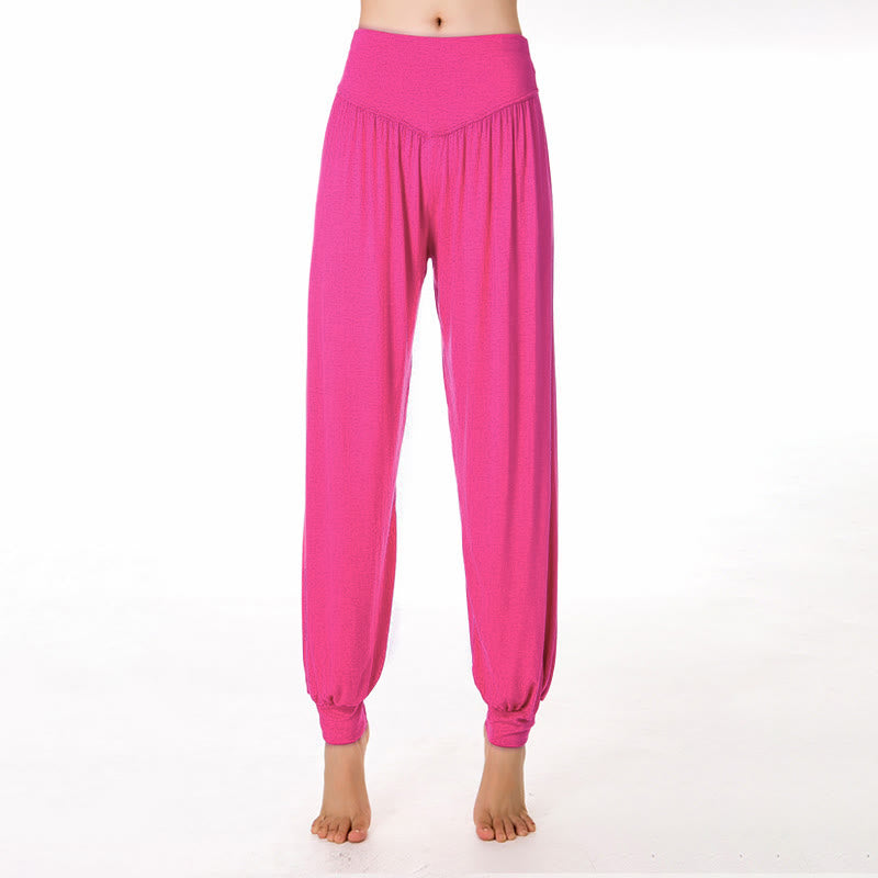 Buddha Stones Einfarbige, lockere Modal-Yoga- und Tanz-Haremshose - Knallpink - US12, UK/AU16, EU44 (3XL) - image 22