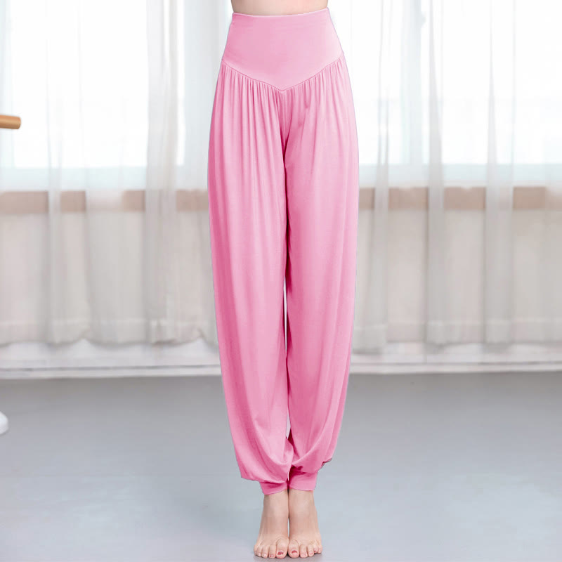 Buddha Stones Einfarbige, lockere Modal-Yoga- und Tanz-Haremshose - Hellrosa - US12, UK/AU16, EU44 (3XL) - image 9