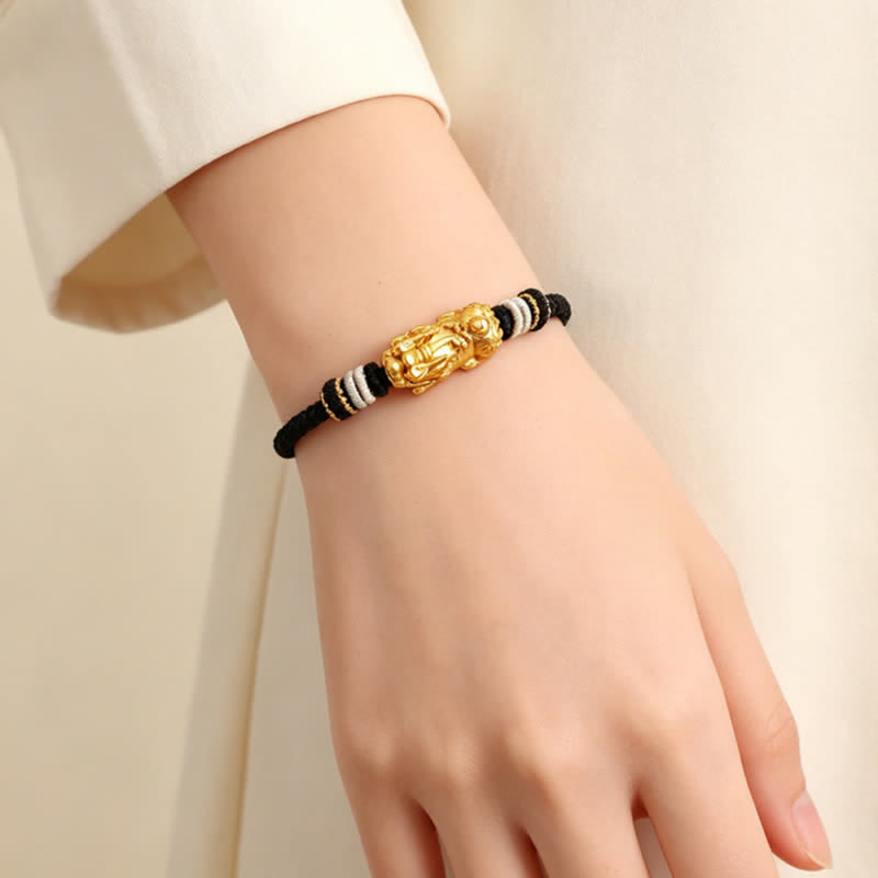 Buddha Stones Handgewebtes Armband aus weißem Achat und Kupfer mit Pi-Xiu-Symbol für Glück und Wohlstand - image 3