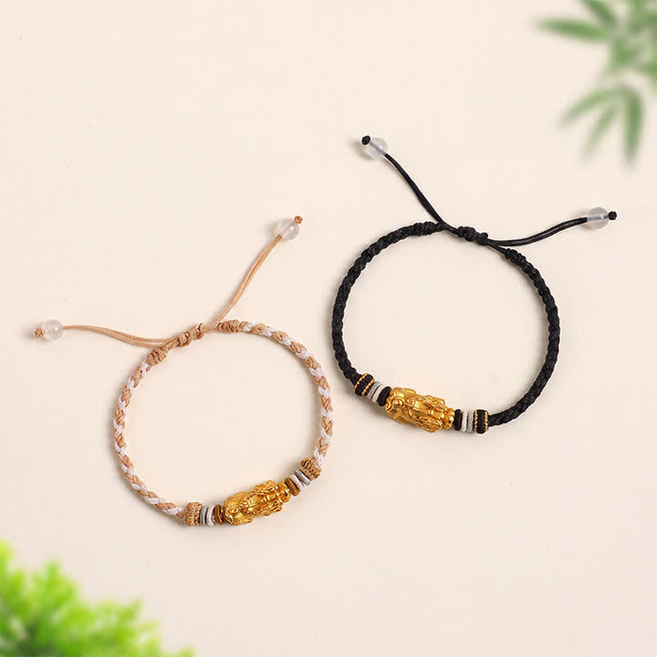 Buddha Stones Handgewebtes Armband aus weißem Achat und Kupfer mit Pi-Xiu-Symbol für Glück und Wohlstand - image 12