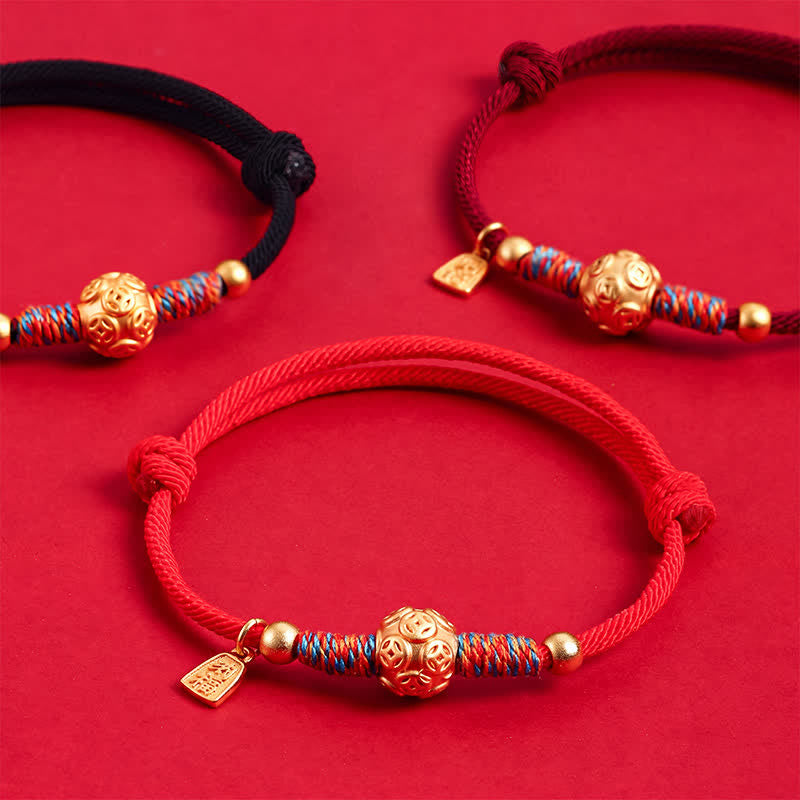 Buddha Stones Handgewebtes Armband aus 999er Sterlingsilber mit rotem Faden zum Schutz - image 0