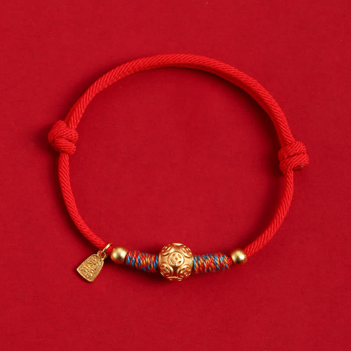 Buddha Stones Handgewebtes Armband aus 999er Sterlingsilber mit rotem Faden zum Schutz - image 2
