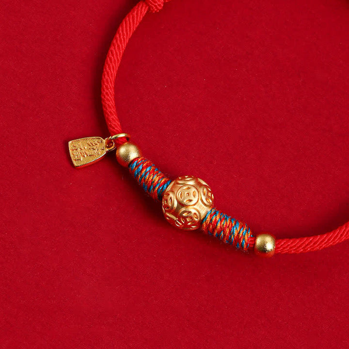 Buddha Stones Handgewebtes Armband aus 999er Sterlingsilber mit rotem Faden zum Schutz - image 3