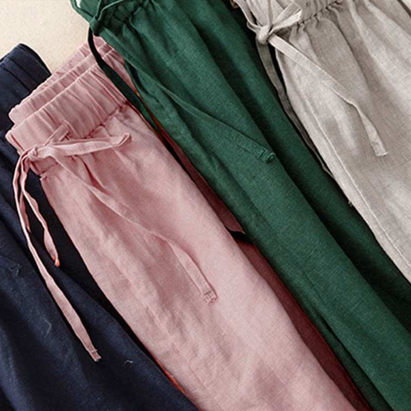 Buddha Stones Sommer-Caprihose für Damen mit elastischem Bund, kurzem Schnitt, weitem Bein und Taschen - image 28