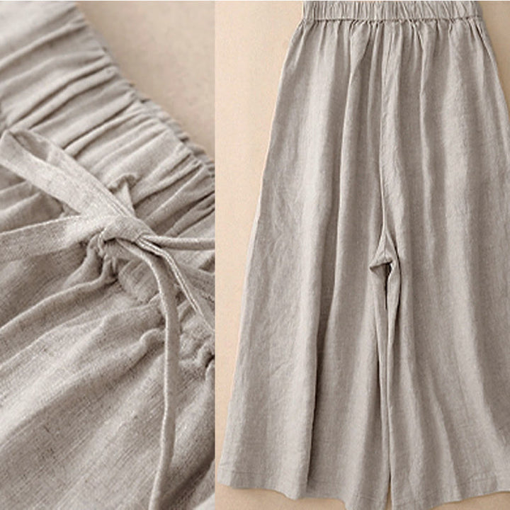 Buddha Stones Sommer-Caprihose für Damen mit elastischem Bund, kurzem Schnitt, weitem Bein und Taschen - image 17