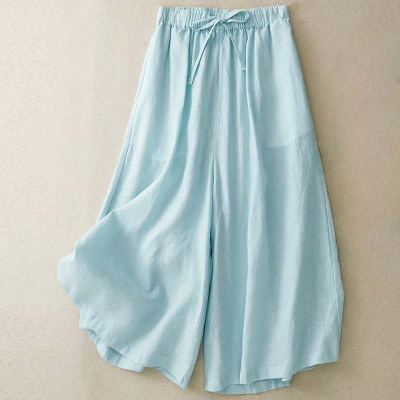 Buddha Stones Sommer-Caprihose für Damen mit elastischem Bund, kurzem Schnitt, weitem Bein und Taschen - Helltürkis - US14, UK/AU18, EU46 (3XL) - image 0